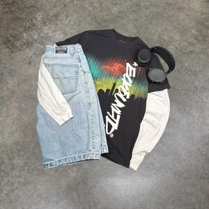 Ecko Unltd Mens Large Black Skyline Graphic T-Shirt Y2K Streetwear Skater Tee